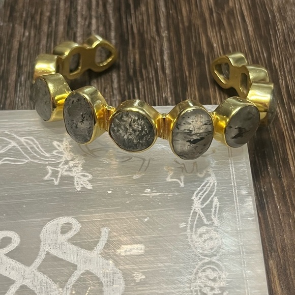 Rutile Adjustable Gold Bangle - Picture 2 of 3